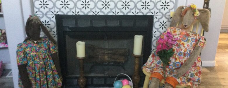 Easter fireplace decor with garlands