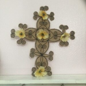 Burlap and Iron decorative cross