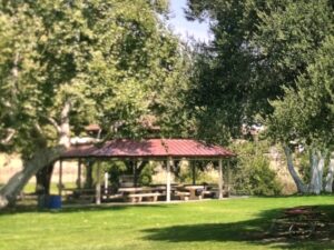 Gazebo on grassy hill